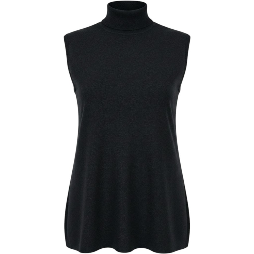 Coldwater Creek Top‎ Women 1X Black Metallic Silk Blend Mock Neck Knit Shell 90s